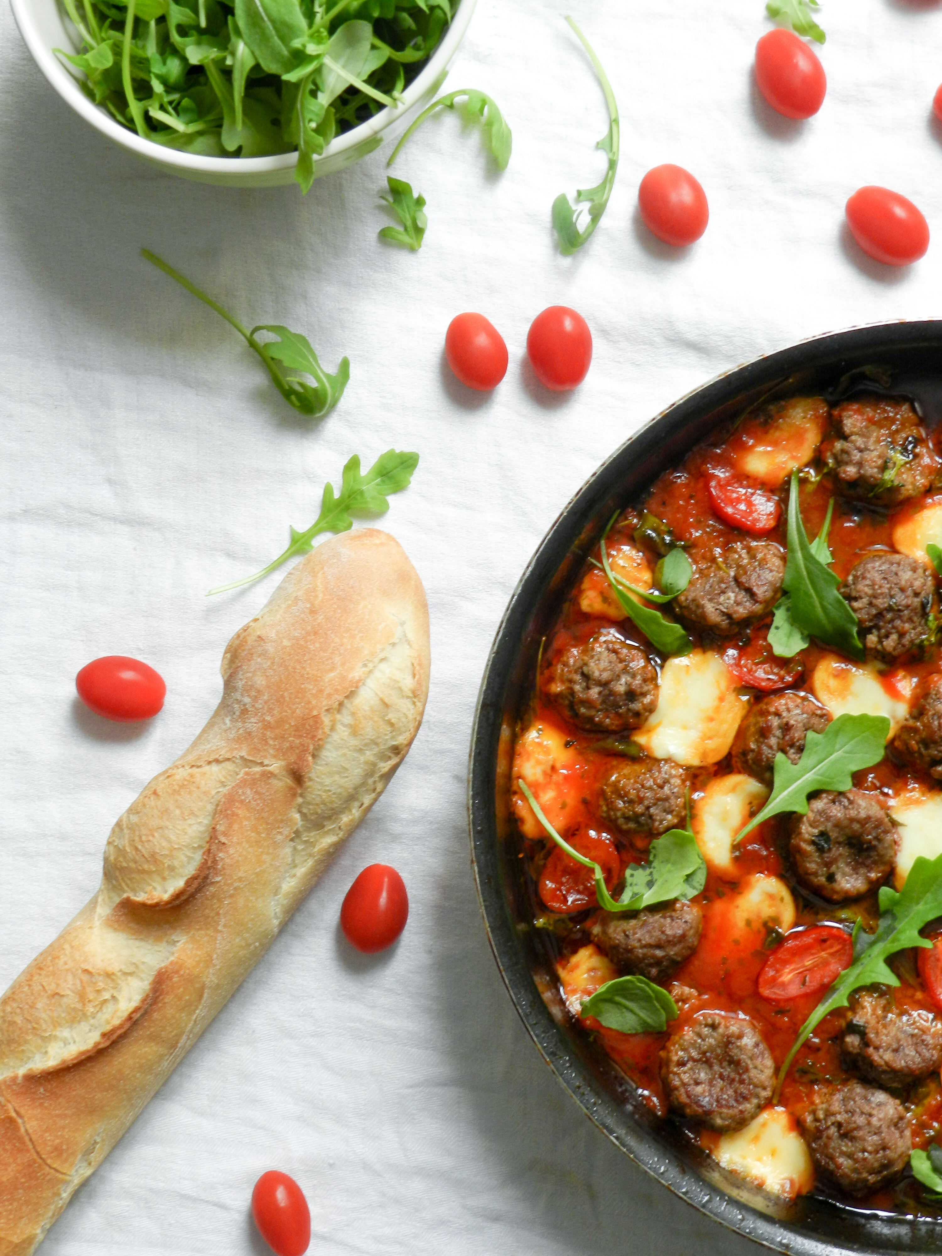 Boulettes de bœuf, sauce tomate et mozzarella