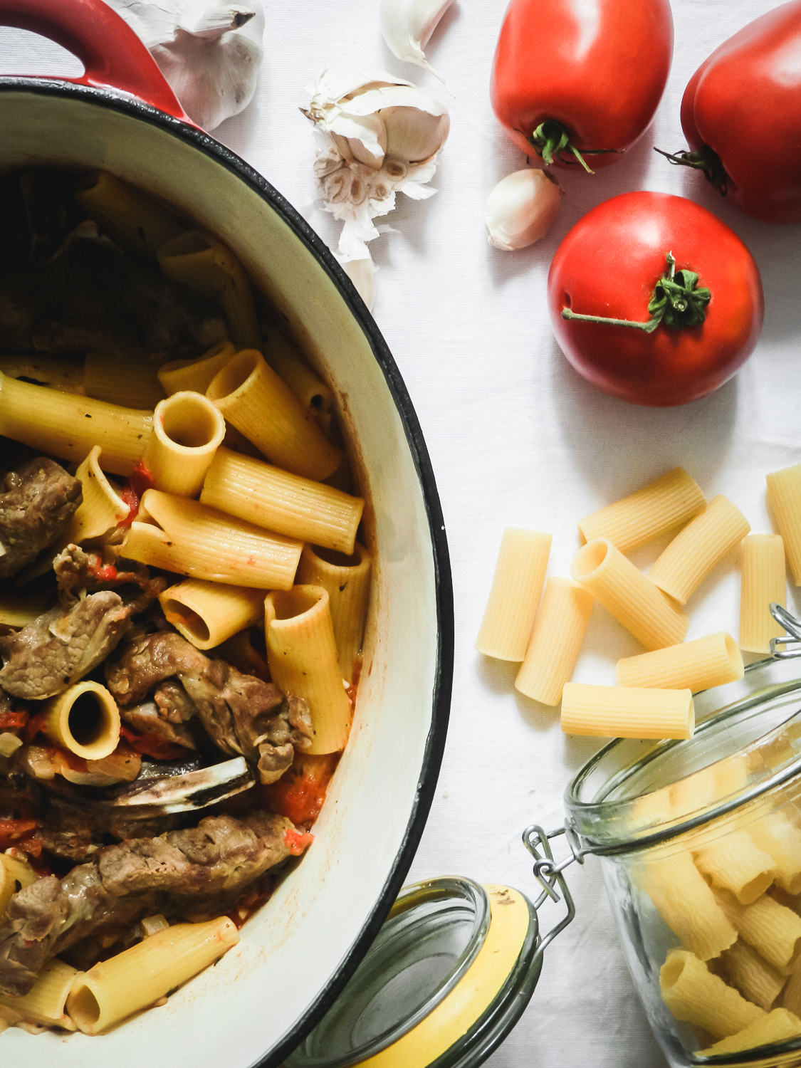 Rigatoni aux côtelettes d’agneau